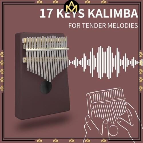Africa Finger Piano Kalimba 17 Key Solid Wood Body Engraved Keys Musical Instrument K08-Darkred