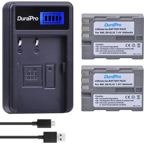 2pcs EN-EL3E EN EL3e Rechargeable Camera Battery + LCD USB Charger For Nikon D70 D70S D80 D90 D100 D200 D300 D300S D700 Camera