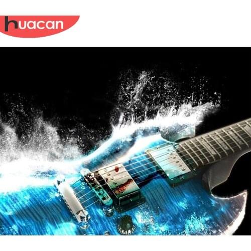 HUACAN Diamond Embroidery Guitar Full Drill Square 5D Diamond Painting Musical Instruments Picture Of Rhinestone Decor Home