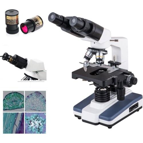 40X-1600X Binocular Biological Microscope LED Light with 5mp Eyepiece Camera XP602