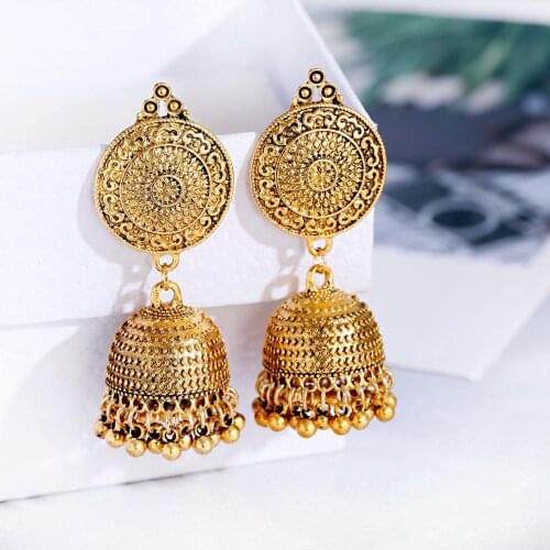Bohemian Fashion Ethnic Style Earrings Retro Alloy Round Geometric Pattern Pendant Birdcage Shape Bead Tassel Earrings 2020 Gift