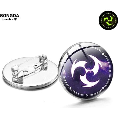 Genshin Impact Brooch Glass Dome Color Glass Luminous Brooches Japan Anime Pattern Badge Clothes Shirt Pin Teens Men Women Gift