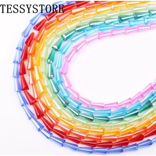 20pcs 6x12mm Austria Crystal Tower Beads Glass Loose Spacer Pagoda Tube Beads For DIY Making Curtain Necklace DIY Accessories
