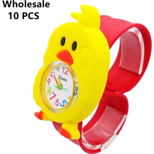 10pcs Wholesale Kids Watches Cartoon Chick Rubber Chicken Watch Electronic Clock Digital Watch for Girls Boys Montre Enfant