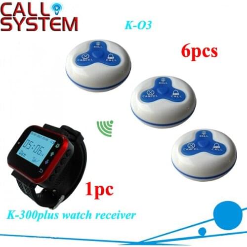 Watch pager wireless waiter call system for restaurant 1 wrist receiver 6 table buzzer
