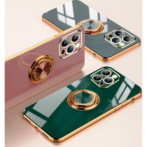 Luxury Plating Soft Case For iPhone 12 11 Pro Max XS XR X 7 8 Plus iPhone8 iPhone11 8Plus Phone Covers With Ring Holder Stand ON