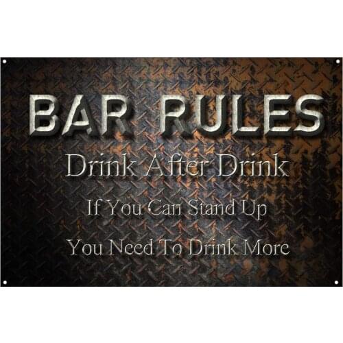 Design Bar Rules Tin Metal Signs Wall Art|Thick Tinplate Print Poster Wall Decoration for Bar