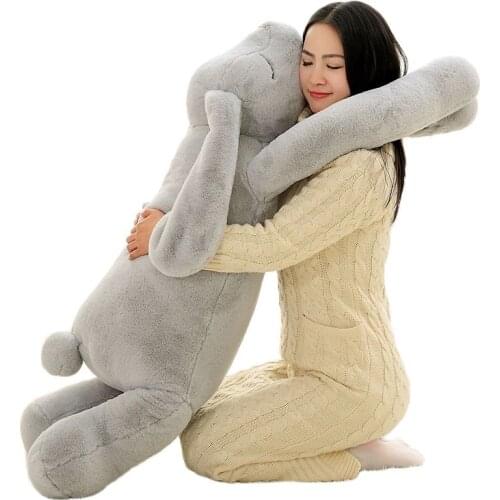 Export Korea Giant Plush Bunny Toy 90cm 120cm Soft Cartoon Big Ear Rabbit Plush Hug Toy Rabbit Stuffed Pillow Girl Gift