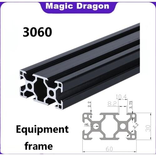 1PCS 3060 Black Aluminum Profile Extrusion 100-1000mm Length European Standard Anodized Linear Rail for DIY CNC 3D Printer Parts