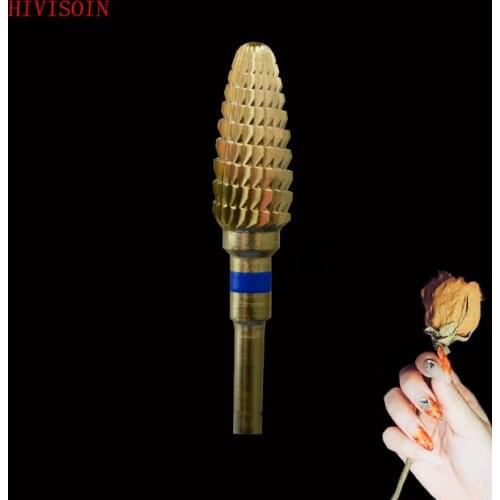 HIVISOIN- 15pcs-Carbide Nail Drill Bit -Large Cone - (60130020)-Gold