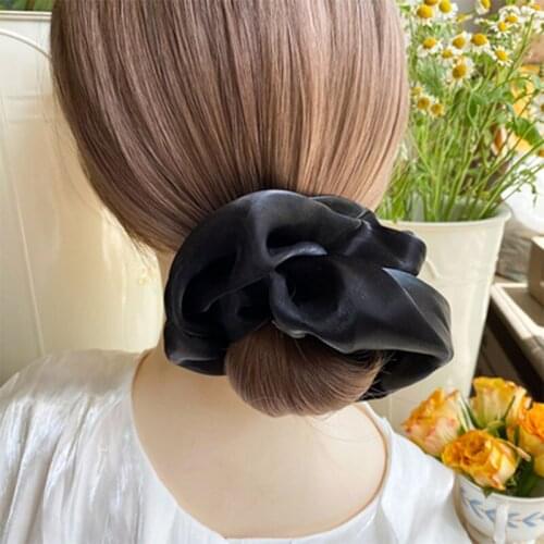 Korean Fashion Hair Scrunchies Hair Tress Ladies Oversized Pearlescent Hair Curly Chiffon Pure Color Pleated Hair Tie Headdress