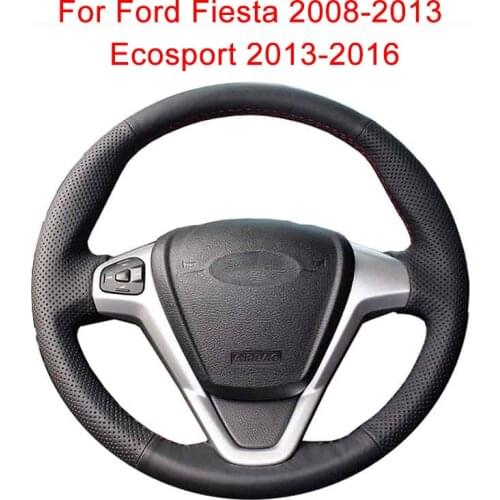 Customize Car Steering Wheel Cover For Ford Fiesta 2008-2013 Ecosport 2013-2016 Leather Braid For Steering Wheel
