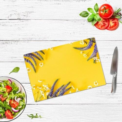 Yellow Carnation Patterned Glass Cutting Board Caam Cutting Board Yellow Color Carnation Patterned Glass Cutting Board 20x30