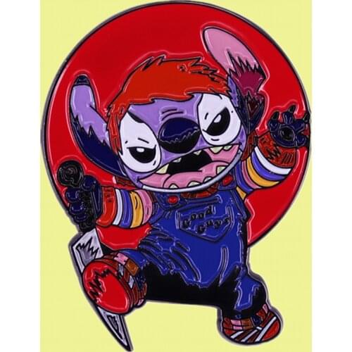 Chucky Good Guy doll 626 Alien dog little monster Halloween Killer enamel pin humor Parody Fan Art brooch jewelry