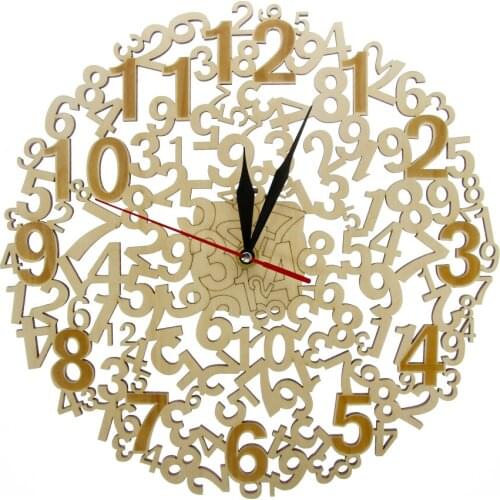 Laser Cut Large Numbers Wooden Wall Clock Modern Rustic Timepiece Home Decor Silent Wall Hanging Clock