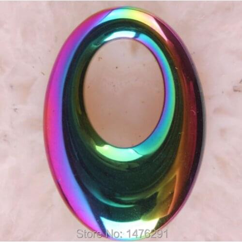 Hot ! Motley Non-Magnetic Hematite Oval Bead Pendant 1P
