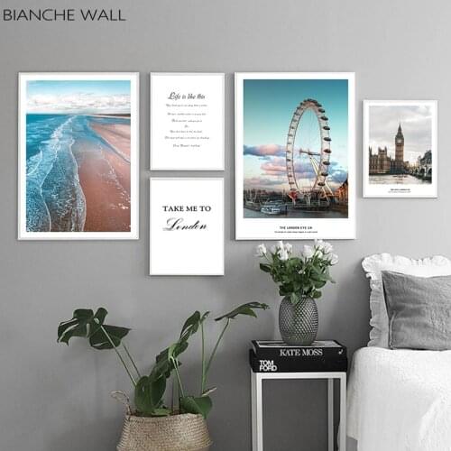 London Big Bell Ferris Wheel Landscape Poster Nordic Style Landscape Wall Art Print Painting Decorative Picture Living Room Deco