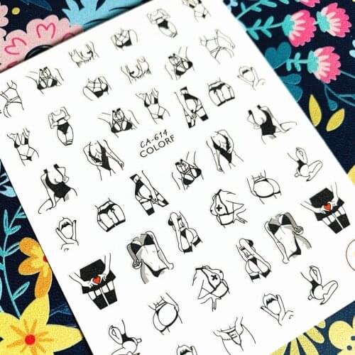 Newest CA sereis CA-509-510-511 Woman body 3d nail art sticker nail decal stamping export japan designs rhinestones decorations