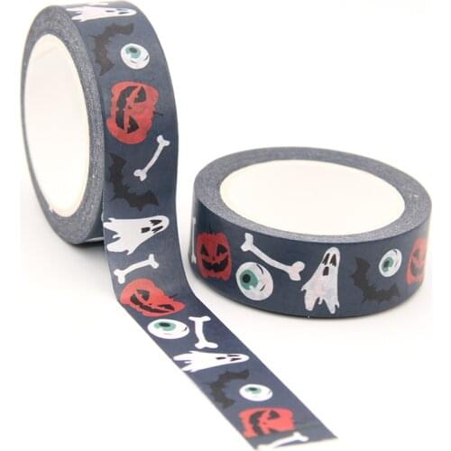NEW 1PC 15MM*10M Halloween Pumpkin Bat Ghost Bone Washi Tape DIY Scrapbooking Paper Photo Album Adhesive Masking Tape