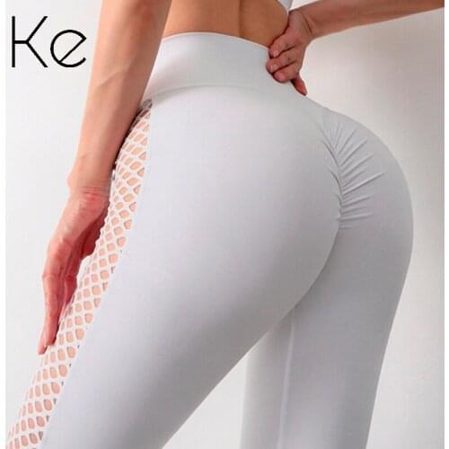 KE 2021 new sexy mesh fitness pants womens high-waist buttocks tight-fitting sports pants wear high-stretch peach yoga pants