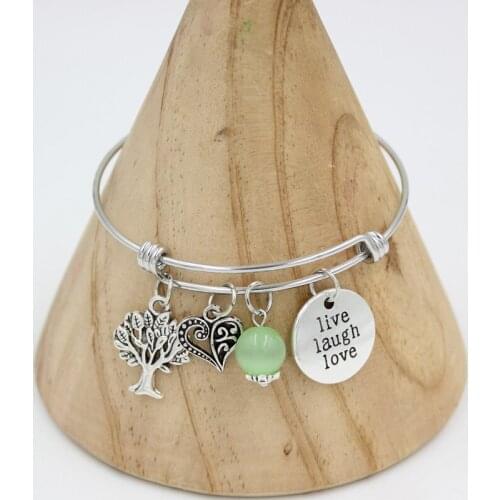 New Arrival Stainless Steel Wire Bangle Inspire Bracelet Zinc Alloy Tree of Life Charms Bracelet&Bangle Runners Gift Pulsera