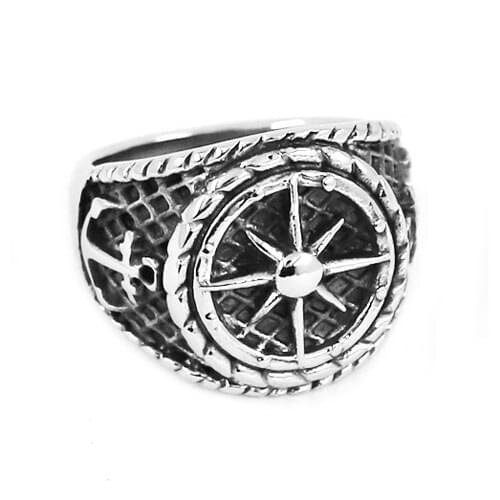 Wholesale Rudder Anchor Ring High Quality 316L Stainless Steel Jewelry Silver Color Vintage Biker Ring For Men SWR0583