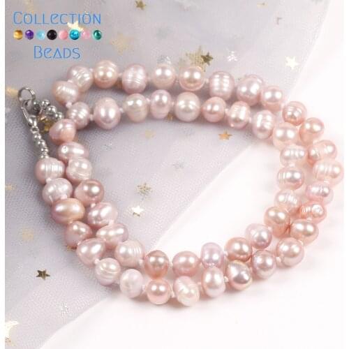Natural Freshwater Rice Pearl Beads Chokers Necklace Jewelry for Women 2021 Gift New Fashion 7-8mm 44cm
