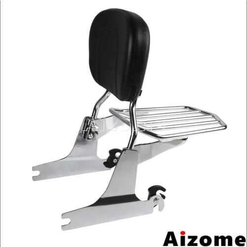 Passenger Backrest For Harley Softail Deluxe FLSTN Detachable Sissy Bar Backrest Luggage Rack 2006-2016 2017 Chrome
