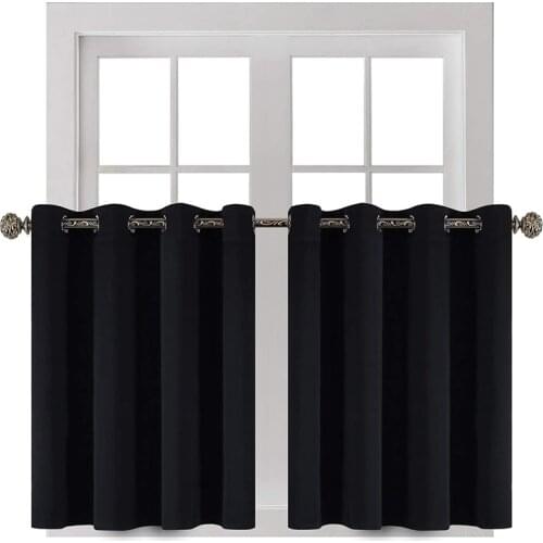 Blackout Short Curtains for Bedroom Black Color Kitchen Small Window Curtain for Living Room Treatments Blinds Home Decor Drapes