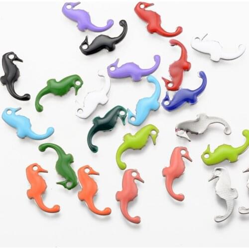 20PCS Hippocampus Shape Dripping Oil Charms Enamel Zinc Alloy Pendants Jewelry Making Hand Necklace Bracelet Key Chain Earrings