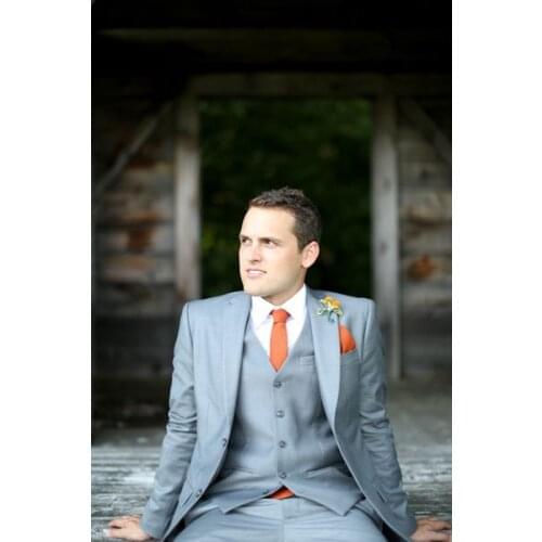 Latest Coat Pant Design Grey Wedding Men Suit Slim Fit 3 Piece Suits Casual Bridegroom Tuxedo Custom Prom Blazer Terno Masculino