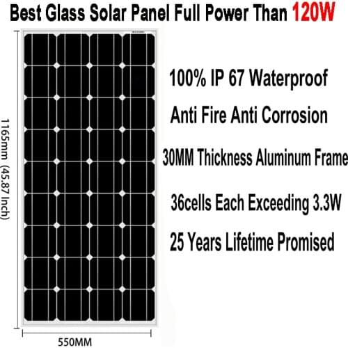 Rigid Glass Solar Panel 100W 300W 12V Solar Home System 200W Monocrystalline Solar Cell Full Power More Than 120W