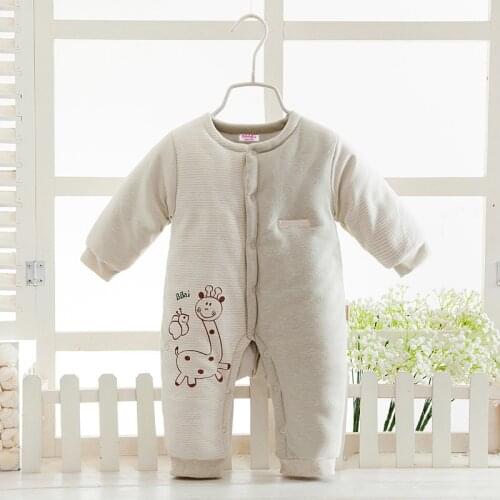 2020 New Organic Colored Cotton Baby Jumpsuit Newborn Baby Plus Thick Autumn Winter Clothes Baby Boy Girl Warm Cotton Romper