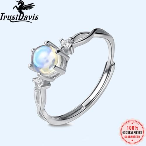TrustDavis 925 Sterling Silver Ring Sweet Hallow out Cocktail Girls Birthday Wish Gift For Women Silver 925 Jewelry DA1404