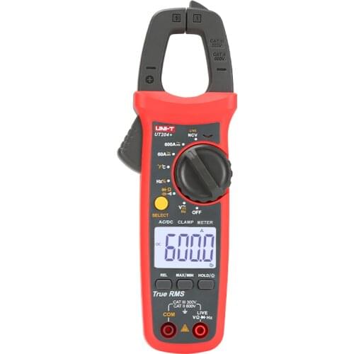 UNI-T True RMS Current Clamp LED NCV AC DC Digital Clamp Meter Voltmeter Ammeter Temperature 60mF Test UT202A+ UT204