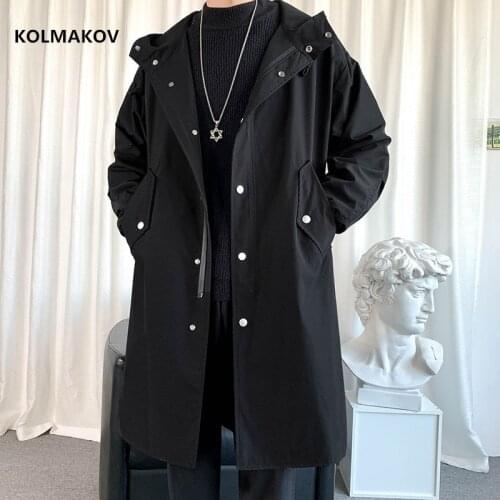 2021 spring Long style coat mens High quality casual trench coat , casual hoooded jackets men,Mens Clothing Windbreakers FY09