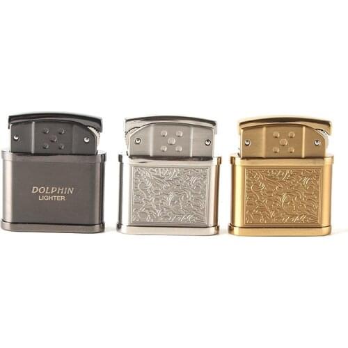 Cigarette Accessories Fashion New Butane Gas Lighters Vintage Flip Cover Grinding Wheel Metal Lighter Hy-263