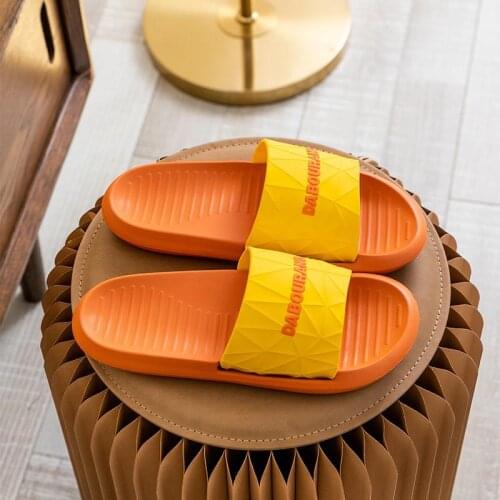 Women Men Summer Slippers Beach Slide Sandals Non-slip Flip Flops Words Soft Sole Eva Lightweight Ladies Couples Bathe Shoes