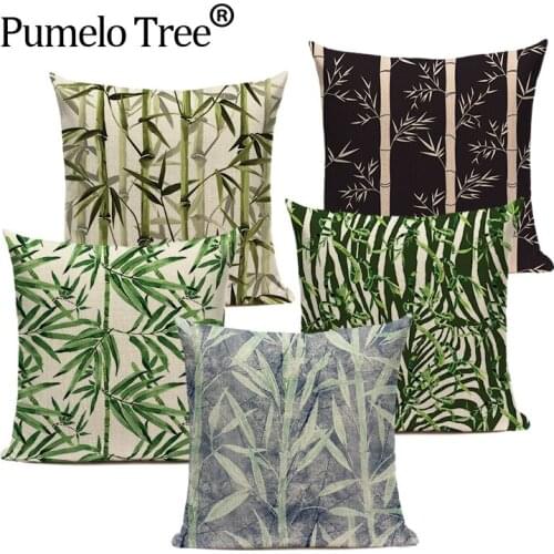 1 Piece Of Bamboo Pattern Cushion Cover Decorative Pillow Case Household Cushion Cover Bamboo Printed Pillow Case Funda Cojines