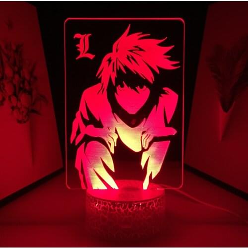 Anime Death Note L Lawliet Figure LED Night Light for Kids Room Decor Idea Cool Child Bedroom Manga Death Note Lamp Dropship