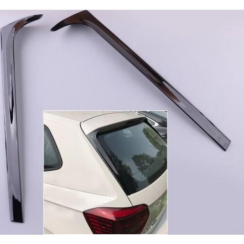 2pcs Glossy Black Rear Window Spoiler Side Wing Trim Cover Canards Splitter Fit For VW Polo MK6 2018 2019 2020