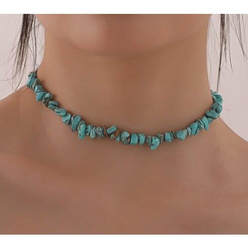 Bohemian Natural Stone Bead Choker Necklace Bracelet Bridal Handmade Irregular Ladies Jewelry Collar Party Gift