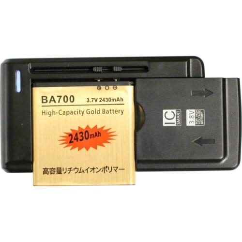 Ciszean 2430mAh BA700 Gold Replacement Battery + Universal Wall Charger For Pro MK16I Neo MT15I Neo V MT11I Ray ST18I LT16I