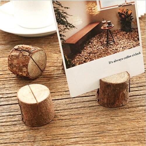 Home decoration crafts Original ecology of natural wood stump stool folder message holder business card photo folder 10pcs