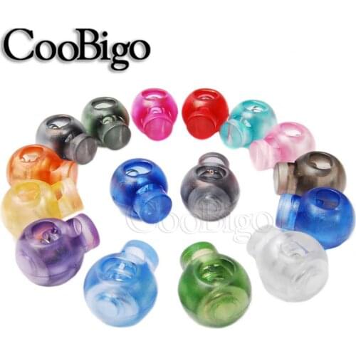 Cord Lock Stopper Round Ball Transparent Colorful Plastic for Sportswear Shoelace Paracord Rope DIY Craft Accessories