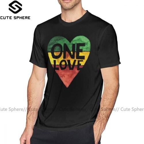 Rasta T Shirt One Love Music Rasta Reggae Heart Peace Roots T-Shirt Print Oversized Tee Shirt Short-Sleeve 100 Cotton Man Tshirt