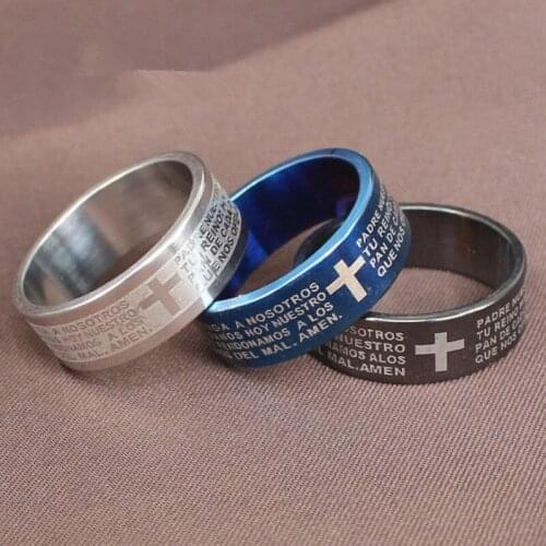 Classic Trend Titanium Steel Jewelry Stainless Steel Ring Titanium Steel Laser Marking Cross Ring