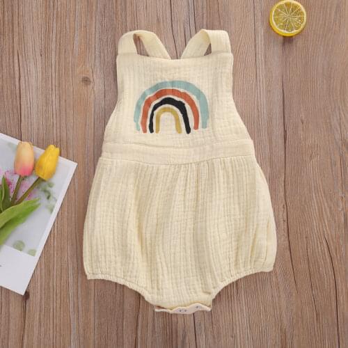0-24M Newborn Infant Baby Girl Boy Rainbow Romper Jumpsuit Overalls Summer Sleeveless Clothes