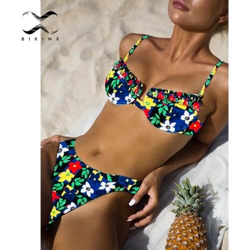 Underwire push up swimsuit women Plaid print bikini 2021 High cut swimwear women Backless beach wear Sexy patchwork bathing suit
