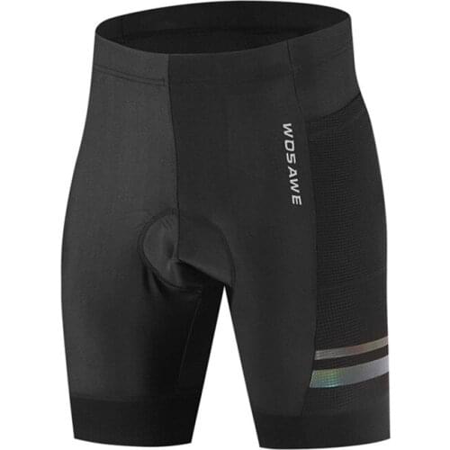 Men Black Cycling Shorts Silicone Cushion Colorful Reflective Sports Stretch Non-slip Tights Road Bike Shorts